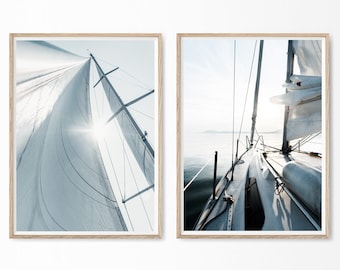 Segeln Poster 2er Set, Segeln Poster, Segelboot Fotografie, Strand Haus Dekor, Segel Geschenk, nautische Drucke, druckbare Wandkunst