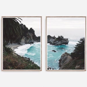 Set of 2 prints, Coastal Printable, Tropical Wall Art, 2 Piece Ocean Print, Modern Coastal Wall Art, Modern Printable, Teal, Palm Trees