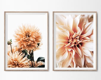 Dahlie Print, 2er Set Drucke, Drucke Set, Blumen druckbar, DahliePoster, Blumen für Die Wand, druckbare Kunst