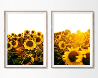 Sonnenblumen Print, Set von 2 Prints, Drucke Set, Blumen druckbar, Sonnenblumen Poster, Blumen für Wand, printable Kunst