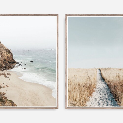 Set of 2 Coastal Prints Coastal Wall Art Ocean Print Set Etsy