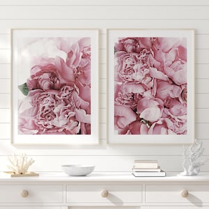 Peonies Prints, Set of 2 Prints, Printable Set, Modern Floral Wall Art, Peony Floral Printable Wall Art, Flowers Digital Download