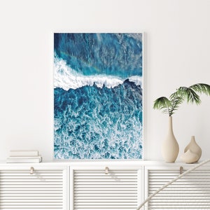 Impresión aérea de olas oceánicas, Impresión oceánica, Fotografía aérea, Decoración costera, Impresión aérea, Decoración oceánica, Póster aéreo, Arte oceánico, Impresiones digitales