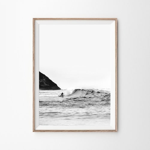 Surf Art Print Black White Ocean Wall Art Surf Poster Wave Etsy