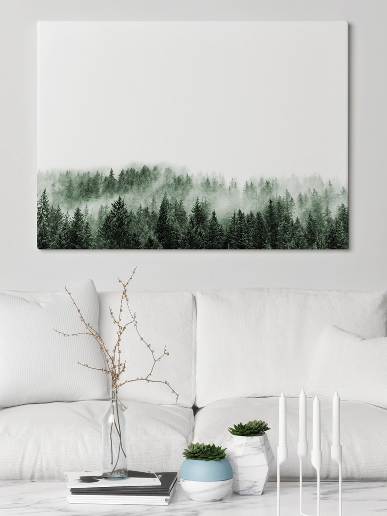 Minimalist Forest Print Minimalist Wall Art Foggy Forest Etsy