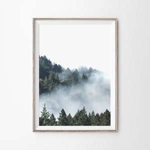 Foggy Forest Print, Minimalist Wall Art, Forest Print, Printable Wall Art, Nature Prints, Modern Home Decor, Forest Wall Art image 1