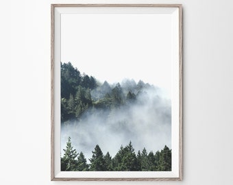 Foggy Forest Print, Minimalist Wall Art, Forest Print, Printable Wall Art, Nature Prints, Modern Home Decor, Forest Wall Art