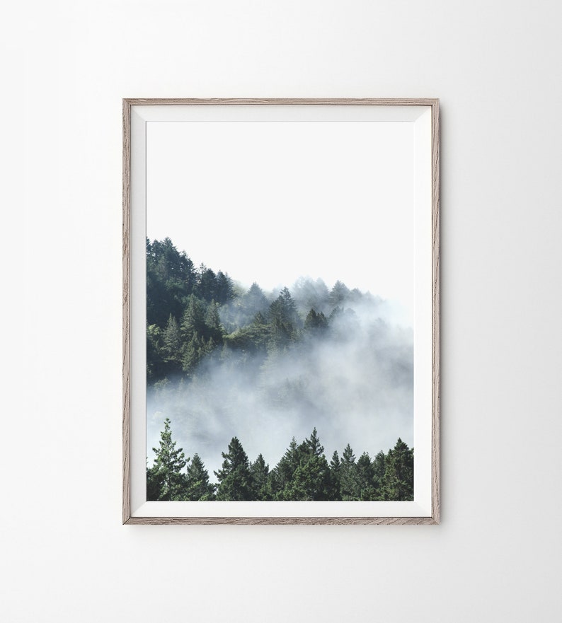Foggy Forest Print, Minimalist Wall Art, Forest Print, Printable Wall Art, Nature Prints, Modern Home Decor, Forest Wall Art image 1