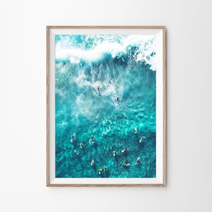 Aerial Surf Art, Ocean Print, Surf Photography, Aerial View, Surf Print, Beach Decor, Poster, Ocean Art Print, Ocean Art, Digital Prints