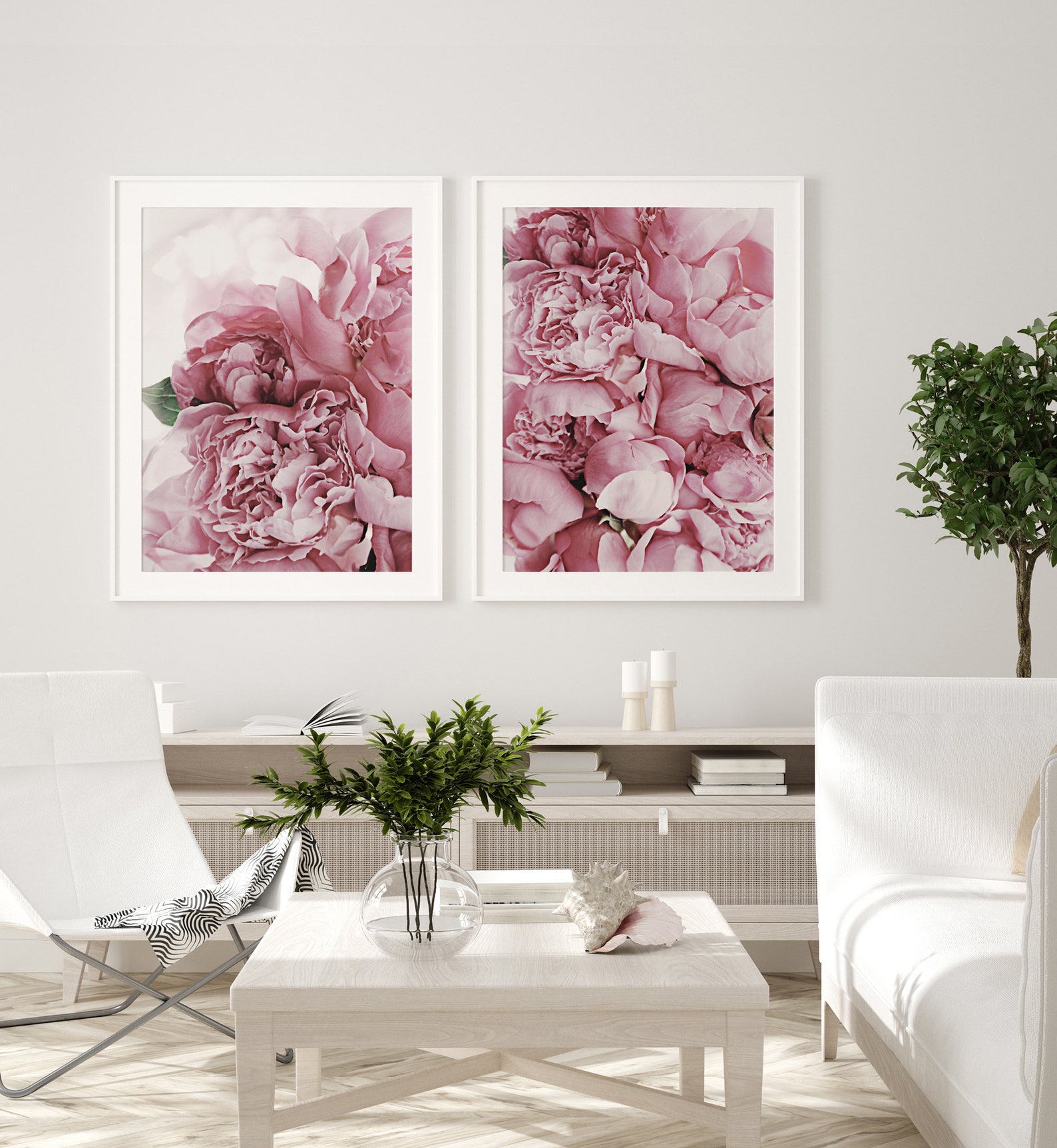 Peonies Prints, Set of 2 Prints, Printable Set, Modern Floral Wall Art ...