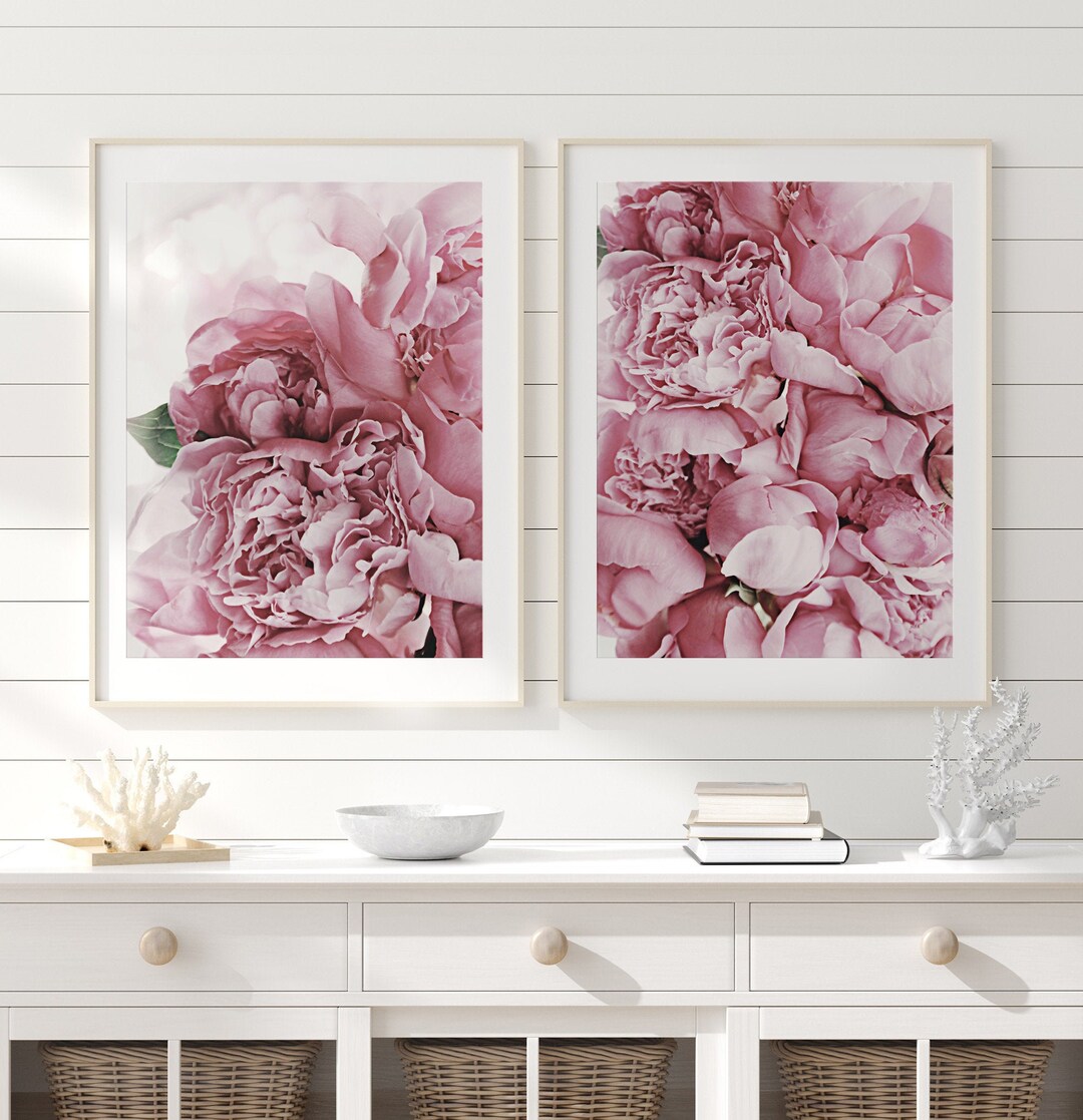 Peonies Prints, Set of 2 Prints, Printable Set, Modern Floral Wall Art ...