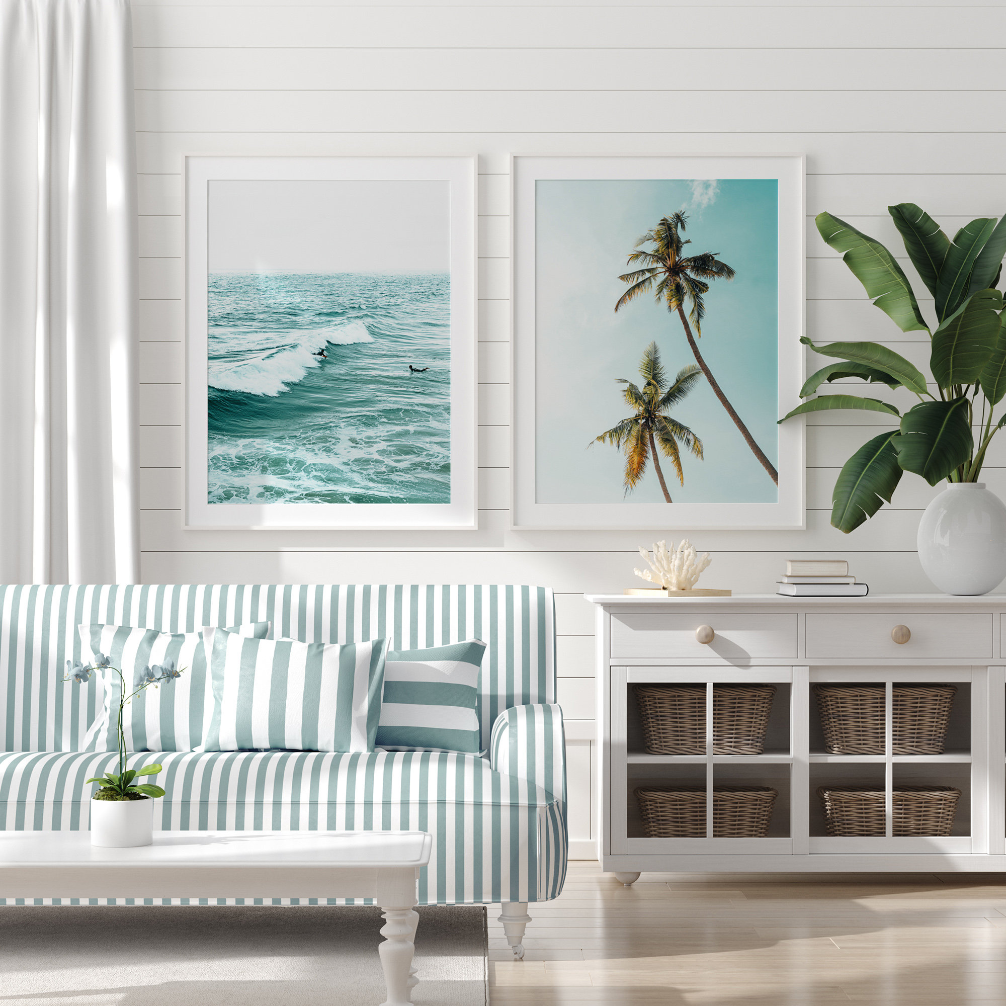 Print Set of 2 Surf Print Palm Trees Print Ocean Print - Etsy