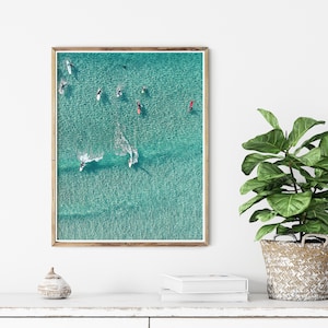 Turquoise Sufer Print, Aerial Ocean Print, Aerial Surfer, Contemporary Art, Ocean Poster, Printable Art, Instant Download, Turquoise WallArt