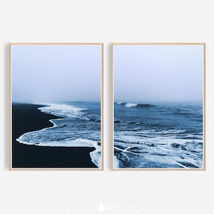 Impresión de océano azul, juego de 2 impresiones, impresión fotográfica del océano, póster de paisaje, decoración nórdica, póster grande, descarga digital, arte imprimible