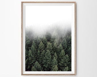 Afdrukbaar bos, minimalistische muurkunst, bosprint, afdrukbaar groen bos, natuurprint, modern interieur, boskunst aan de muur, natuurprint