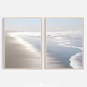 Beach Photography, Ocean Print, Printable Wall Art, Coastal Decor, Digital Download, Sea Water Ocean, Pastel Silver and Blue, Beach Coastal