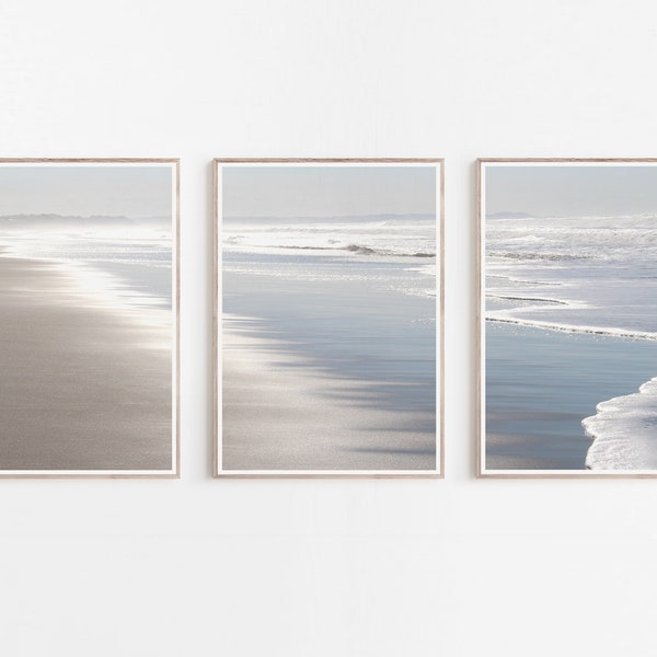 Ozean Drucke, 3er Set Drucke, digitaler Download Kunst, Ozean Drucke Set, Ozean druckbar, Strandhaus Dekor, Neutrale Töne, druckbare Kunst