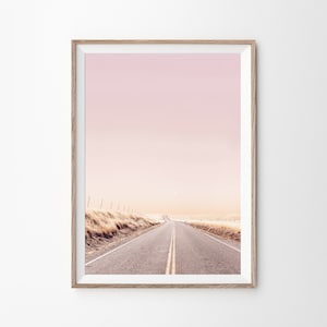 Pink Landscape Print, Minimalist Wall Art, Road Print, Landscape Printable, Desert Prints, Modern Home Decor, Pastel Wall Art