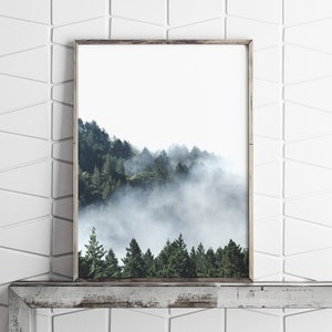 Foggy Forest Print, Minimalist Wall Art, Forest Print, Printable Wall Art, Nature Prints, Modern Home Decor, Forest Wall Art image 2
