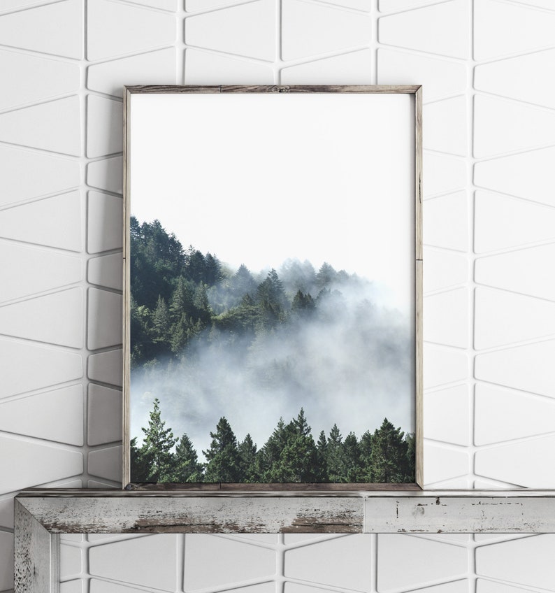Foggy Forest Print, Minimalist Wall Art, Forest Print, Printable Wall Art, Nature Prints, Modern Home Decor, Forest Wall Art image 2