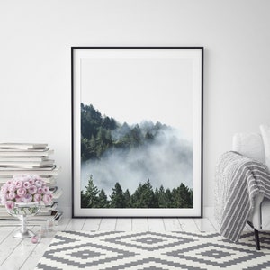 Foggy Forest Print, Minimalist Wall Art, Forest Print, Printable Wall Art, Nature Prints, Modern Home Decor, Forest Wall Art image 3