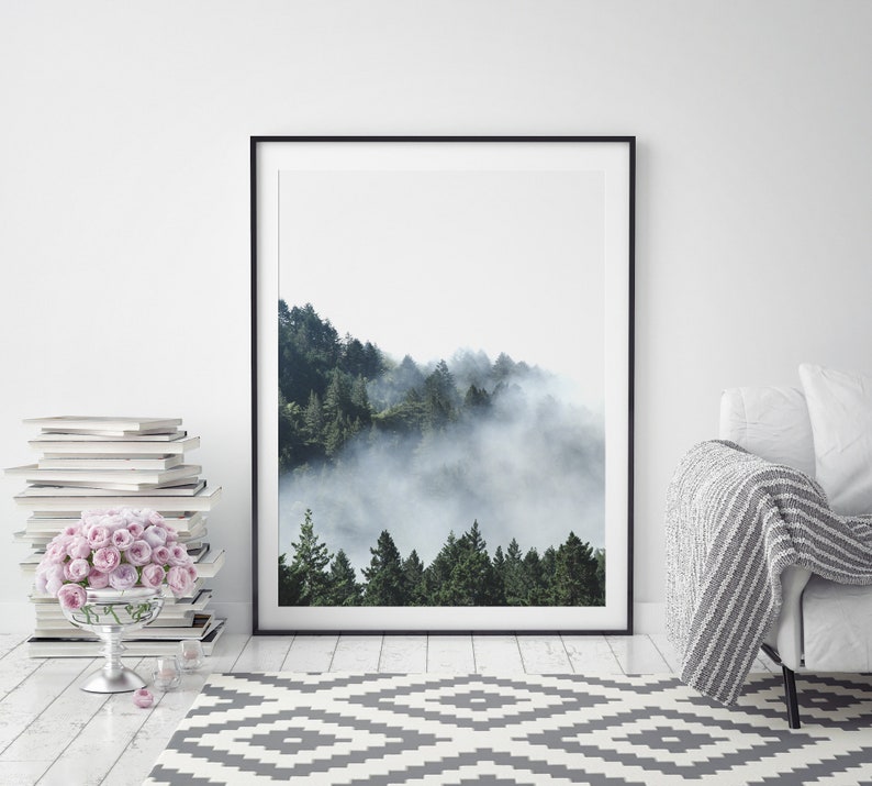Foggy Forest Print, Minimalist Wall Art, Forest Print, Printable Wall Art, Nature Prints, Modern Home Decor, Forest Wall Art image 3