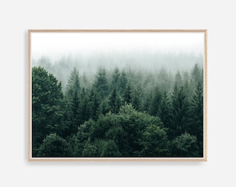 Minimalistischer Wald Druck, Minimalistische Wandkunst, Wald Druck, Grüner Wald Druck, Natur Druck, moderne Wohnkultur, Wald Wandkunst