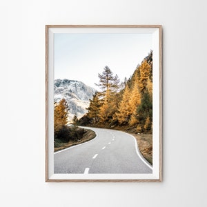 Berge Straße Druck, Landschaft Fotografie, Zeitgenössische Kunst, Natur Druck, Straßenposter, druckbare Kunst, Sofortiger Download, Straßenfotografie