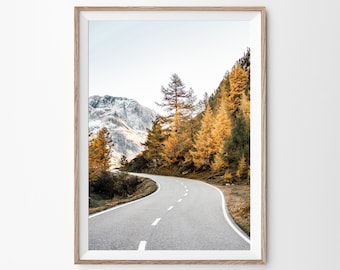 Mountains Road Print, Landscape Photography, Contemporary Art, Nature Print, Road Poster, Printable Art, Instant Download, Road Photography