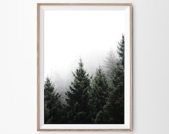 Impression de forêt minimaliste, art mural minimaliste, impression de forêt, forêt verte imprimable, impression de nature, décor moderne de maison, art de mur de forêt