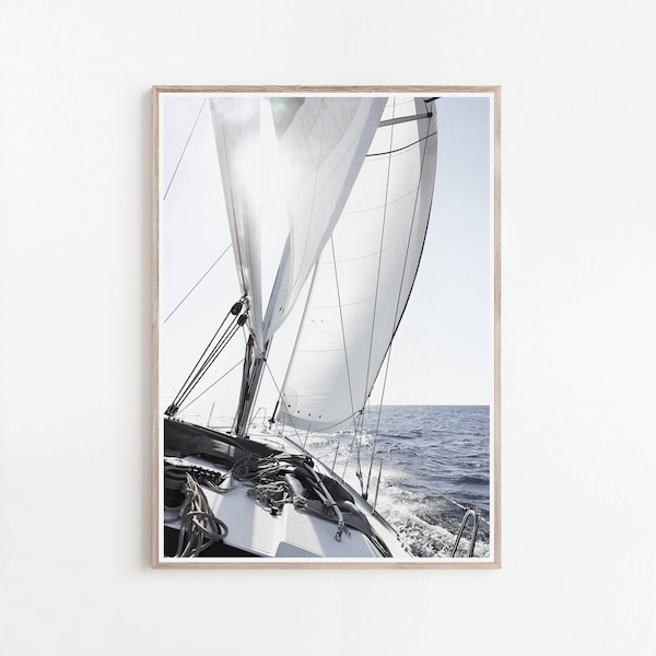 Segelboot Druck, Segel Poster, Segelboot Fotografie, Geschenk für Segler, Strandhaus Dekor, Segeln Geschenk, Nautische Drucke, druckbare Wandkunst