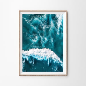 Impresión de olas del océano, impresión del océano, fotografía aérea, decoración costera, impresión aérea, decoración del océano, póster aéreo del océano, arte oceánico, impresiones digitales