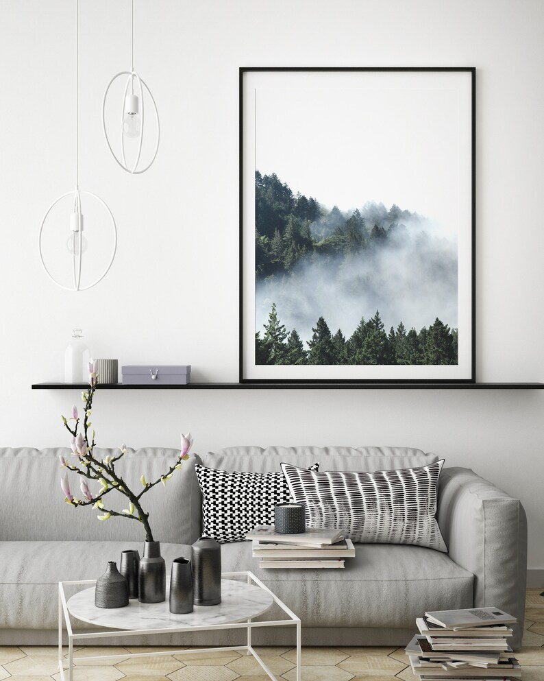 Foggy Forest Print, Minimalist Wall Art, Forest Print, Printable Wall Art, Nature Prints, Modern Home Decor, Forest Wall Art image 4