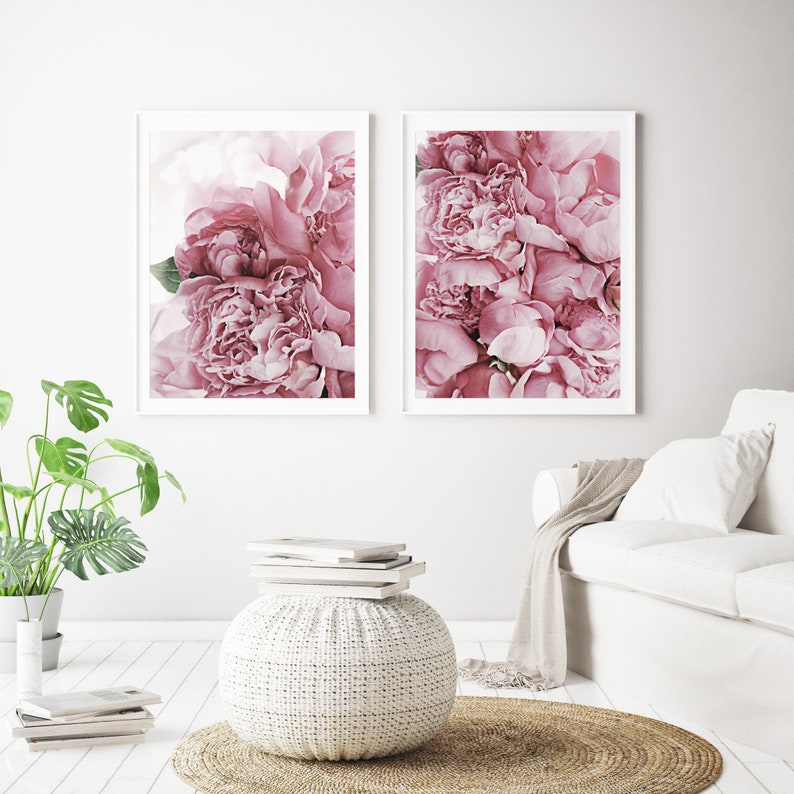 Peonies Prints, Set of 2 Prints, Printable Set, Modern Floral Wall Art ...