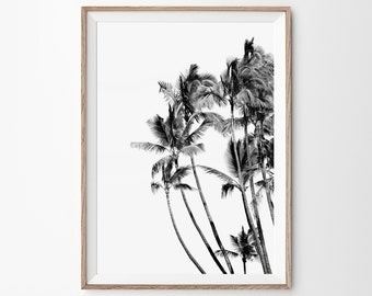 Palm Trees Print, Black and White Print, Palm Leaves Art, Home Decor, Palm Print, Wall Print, Tropical Room Decor, Downloadable Print