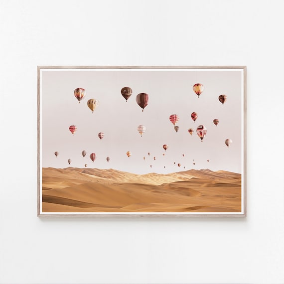 Heißluftballon Druck, Digitaler Download, druckbare Wandkunst, Heißluftballon Dekor, moderner Boho Druck, Wanddeko