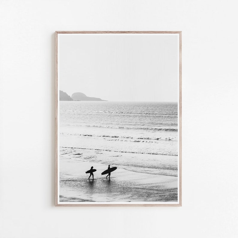 Surf Art Black and White Print Beach Print Surf Etsy