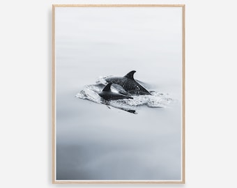 Dolphins Wall Art, Dolphin Printable Wall Art, Dolphin Mommy and Baby, Photography Print, Minimalist Print, Nordic Decor, Printable Download