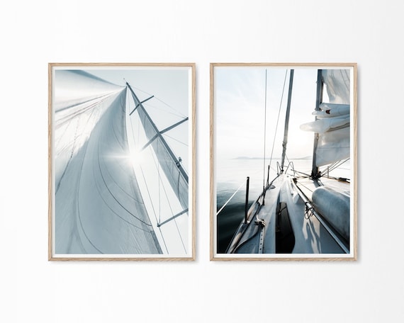 Segeln Poster 2er Set, Segeln Poster, Segelboot Fotografie, Strand Haus Dekor, Segel Geschenk, nautische Drucke, druckbare Wandkunst
