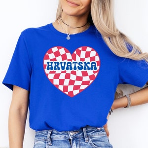 Hrvatska Heart Shirt, Croatian Women&#39;s Flag T-shirt, Cute Hrvatica Croatia Soccer Fan Tshirt, Hrvatski Nogomet Odjeca, Vatreni Srce Majica