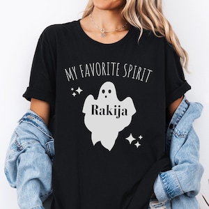 Rakija Ghost Funny Balkan Drinking Shirt, Cute Croatian Halloween T-shirt, Bosnian Girl Top Serbia Srbija Alcohol Tee, Hrvatksa Bosna Majica