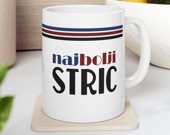 Taza de café retro Najbolji Stric, regalo del tío croata serbio bosnio, Hrvatska Srbija Bosna Salica Solja Cool Rodendan Poklon cumpleaños