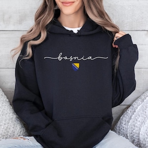 Bosnia Hoodie, Bosnia and Herzegovina Sweatshirt, Bosna i Hercegovina Dzemper, Bosnian Soccer Bosanski Fudbal Odjeca Poklon Bosniak Festival