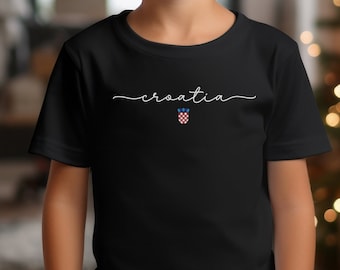 Croatia Kids Shirt, Croatian Soccer Cup Shirt, Europe Football Teams, Hrvatska Nogomet Majica, Zastava Hrvatski Grb Football Tee