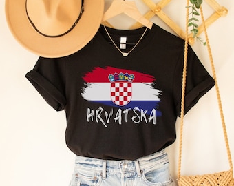 Hrvatska Zastava Zena Majica, Croatian Flag T-Shirt, Hrvatski Nogomet Clothes, Croatia Girl Soccer Tee Cute Europe Outfit, Hrvatica Shirt