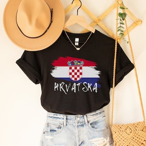 Hrvatska Zastava Zena Majica, Croatian Flag T-Shirt, Hrvatski Nogomet Clothes, Croatia Girl Soccer Tee Cute Europe Outfit, Hrvatica Shirt