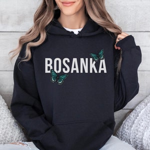Butterfly Bosanka Hoodie, Bosnian Girl Women&#39;s Sweatshirt Pretty Bosnia Clothes Bosanski Leptir Dzemper, Bosna Poklon Lijepa Bosanska Odjeca