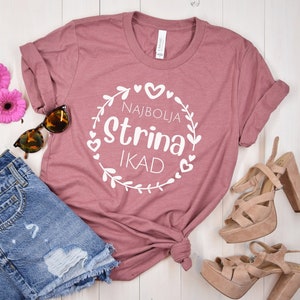 Najbolja STRINA Ikad Shirt, Croatia Bosnia Serbia Aunt Gift, Srbija Bosna Hrvatska Majica Poklon, Balkan New Auntie Surprise Tee, Sestra