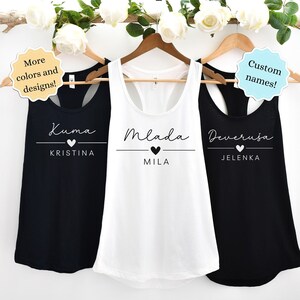 Custom Serbia Bosnia Croatia Wedding Party Tank Tops Vencanje Vjencanje Mlada Mladenka Djeverusa Kuma Majica Group Balkan Bride Bachelorette