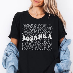 Bosanka Groovy Shirt, Cute Bosnian Girl Tshirt, Bosnia Soccer Fan Gear, Bosanski Fudbal Odjeća, Bosanska Ženska Majica, Retro Balkan Tee